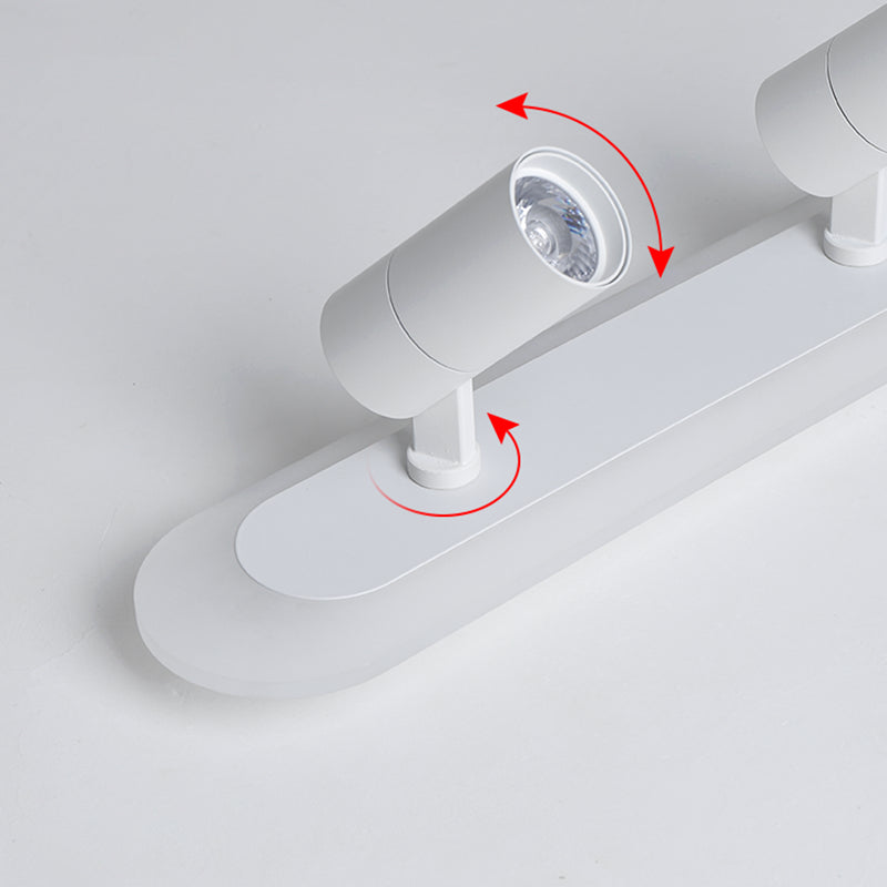 White Linear LED Track Lighting Fixtures Modern Aluminum Ceiling Light with 2 Spotlights