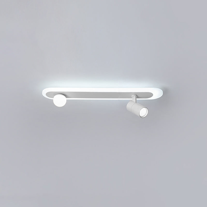 White Linear LED Track Lighting Fixtures Modern Aluminum Ceiling Light with 2 Spotlights