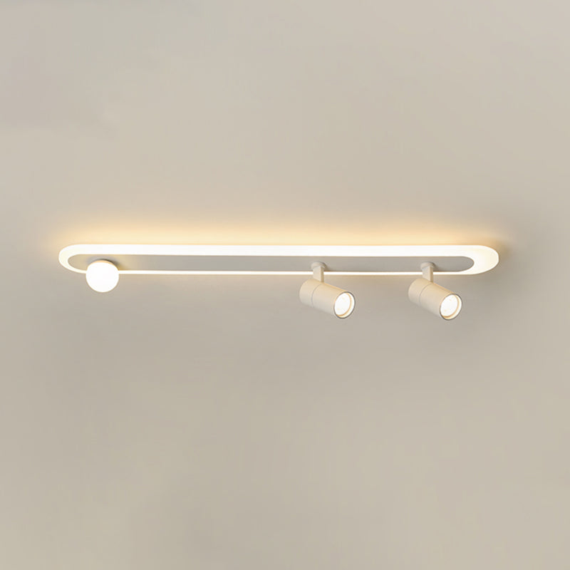 White Linear LED Track Lighting Fixtures Modern Aluminum Ceiling Light with 2 Spotlights