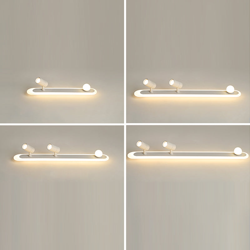White Linear LED Track Lighting Fixtures Modern Aluminum Ceiling Light with 2 Spotlights