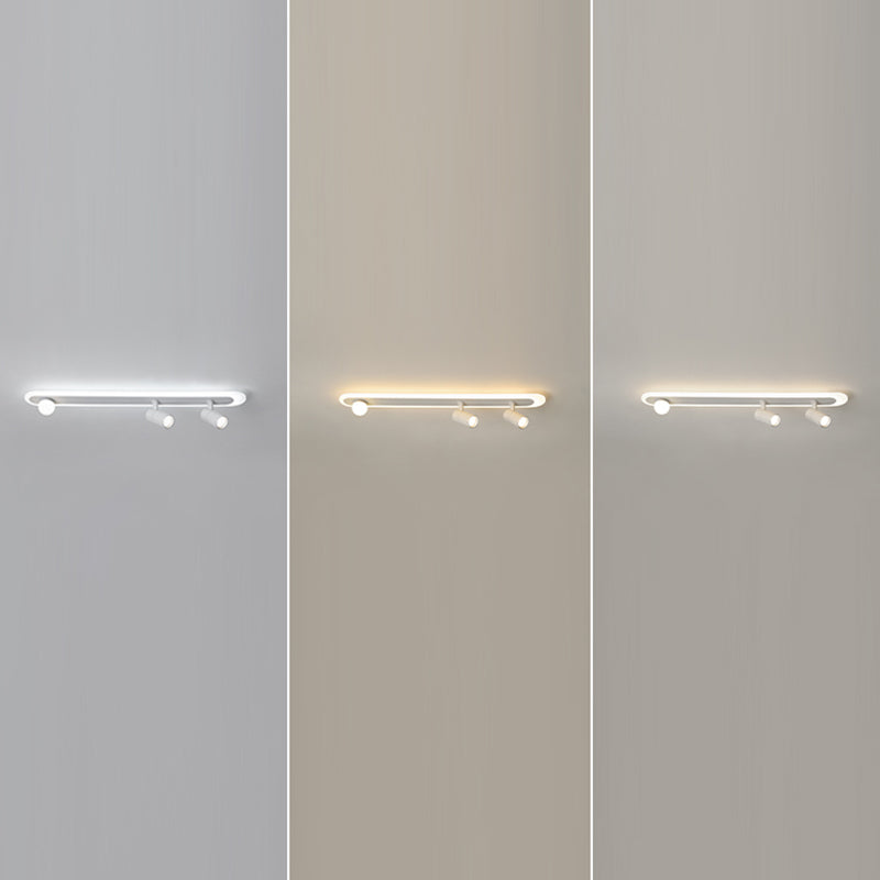 White Linear LED Track Lighting Fixtures Modern Aluminum Ceiling Light with 2 Spotlights