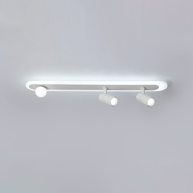 White Linear LED Track Lighting Fixtures Modern Aluminum Ceiling Light with 2 Spotlights