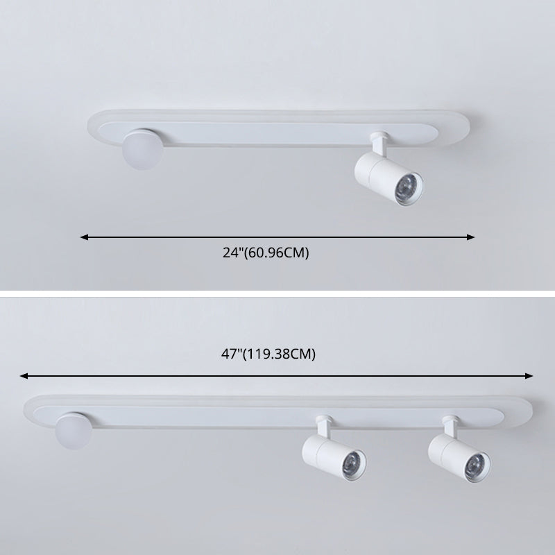 White Linear LED Track Lighting Fixtures Modern Aluminum Ceiling Light with 2 Spotlights
