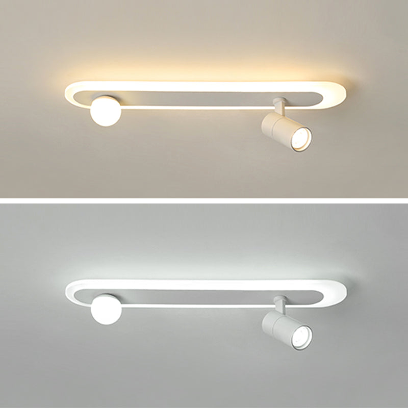 White Linear LED Track Lighting Fixtures Modern Aluminum Ceiling Light with 2 Spotlights