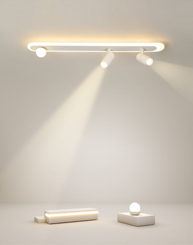 White Linear LED Track Lighting Fixtures Modern Aluminum Ceiling Light with 2 Spotlights