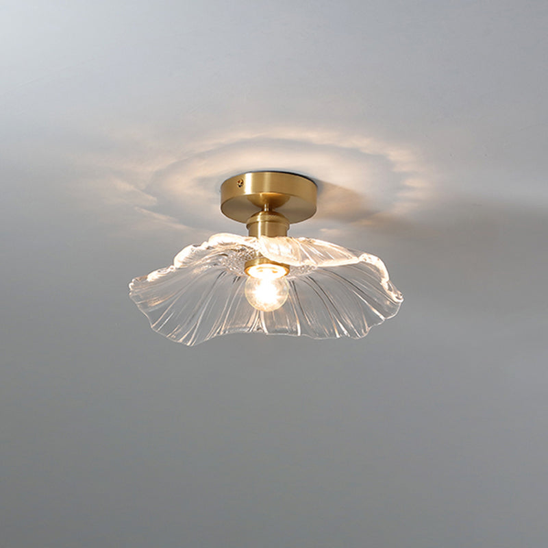 Colonial Prismatic Glass Flush Light Fixtures Blossoms Flush Mount for Hallway