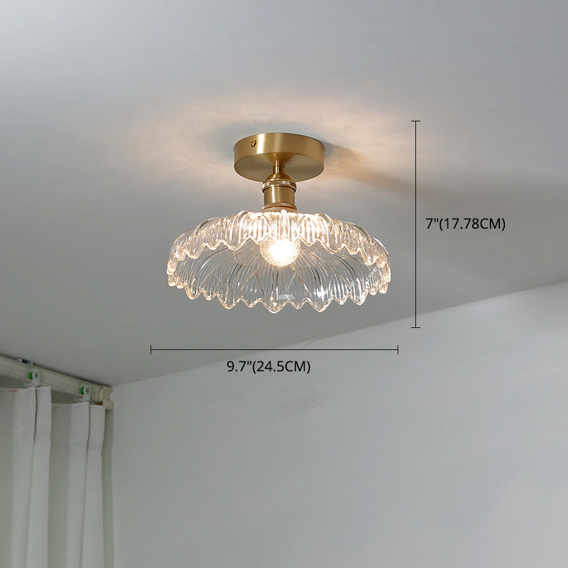 Colonial Prismatic Glass Flush Light Fixtures Blossoms Flush Mount for Hallway