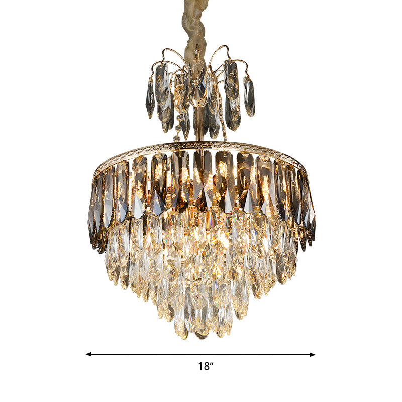 Crystal Tiered Chandelier Lighting Contemporary 8 Heads Gold Ceiling Pendant Light for Living Room