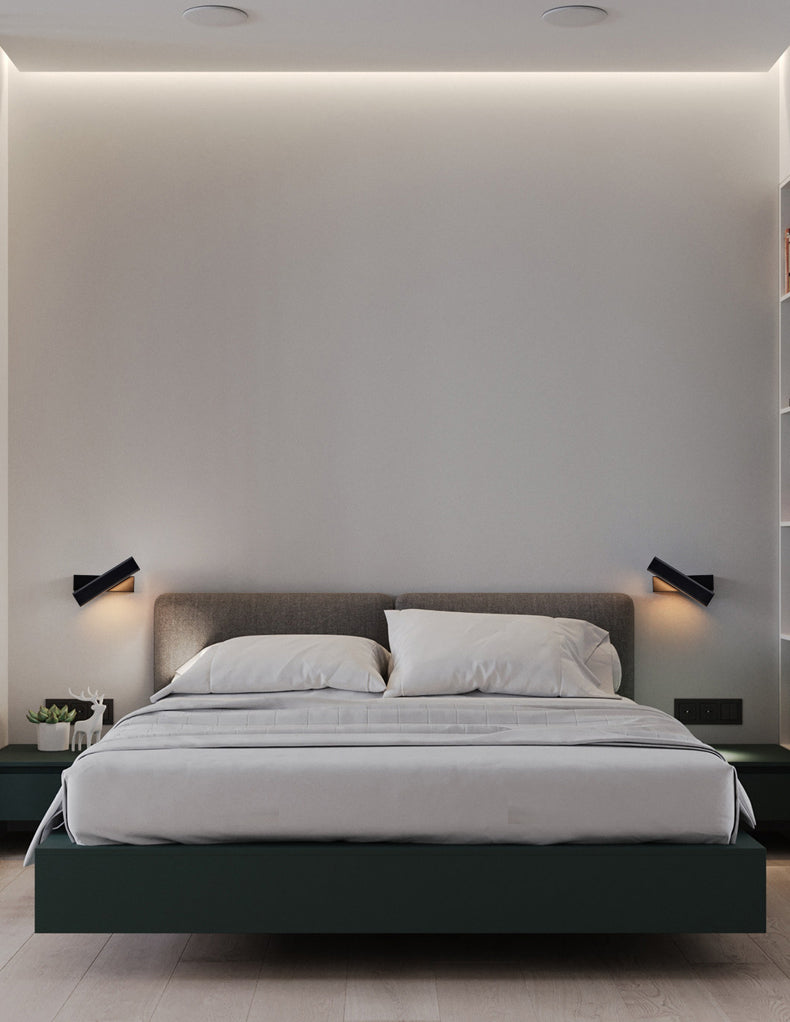 Aluminium Rectangular LED Wall Sconce in Modern Simplicity Wooden Rotatable Wall Light with Acrylic Shade