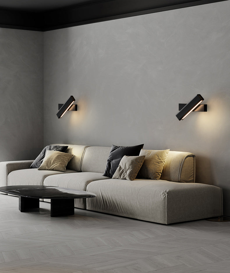 Aluminium Rectangular LED Wall Sconce in Modern Simplicity Wooden Rotatable Wall Light with Acrylic Shade