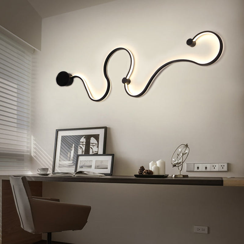 Sala de estar de cinta Sala de luz Luz de Luz de metal LED Nordic Wall Light in Black