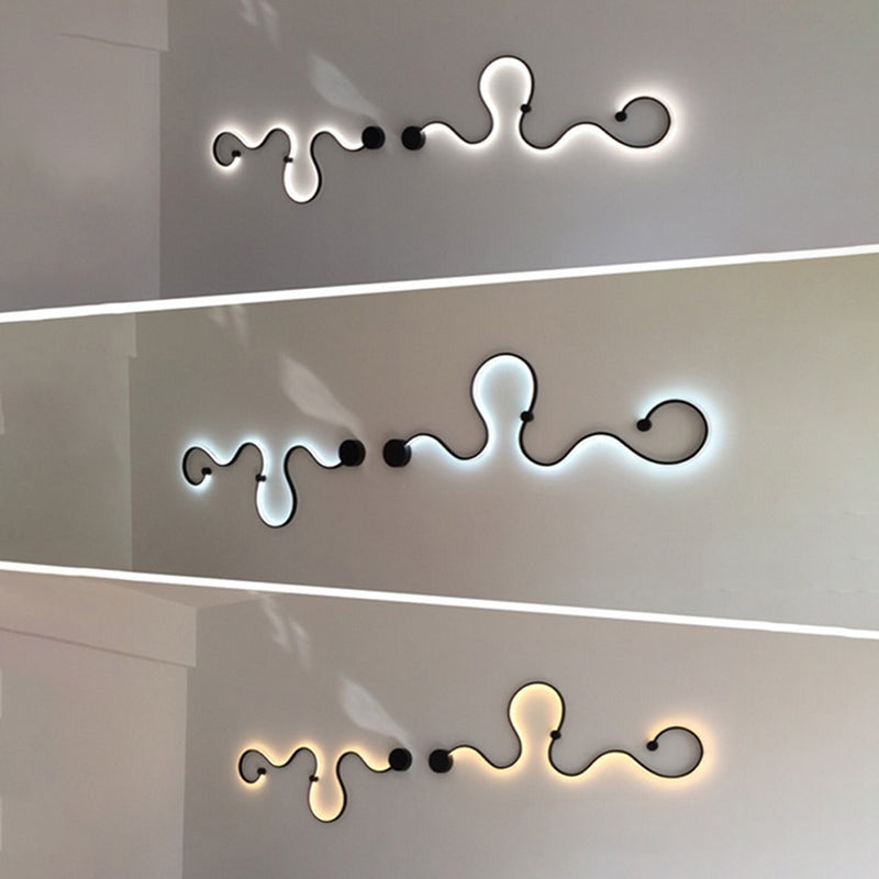 Sala de estar de cinta Sala de luz Luz de Luz de metal LED Nordic Wall Light in Black