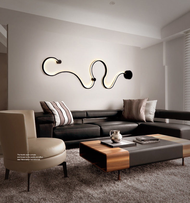 Sala de estar de cinta Sala de luz Luz de Luz de metal LED Nordic Wall Light in Black