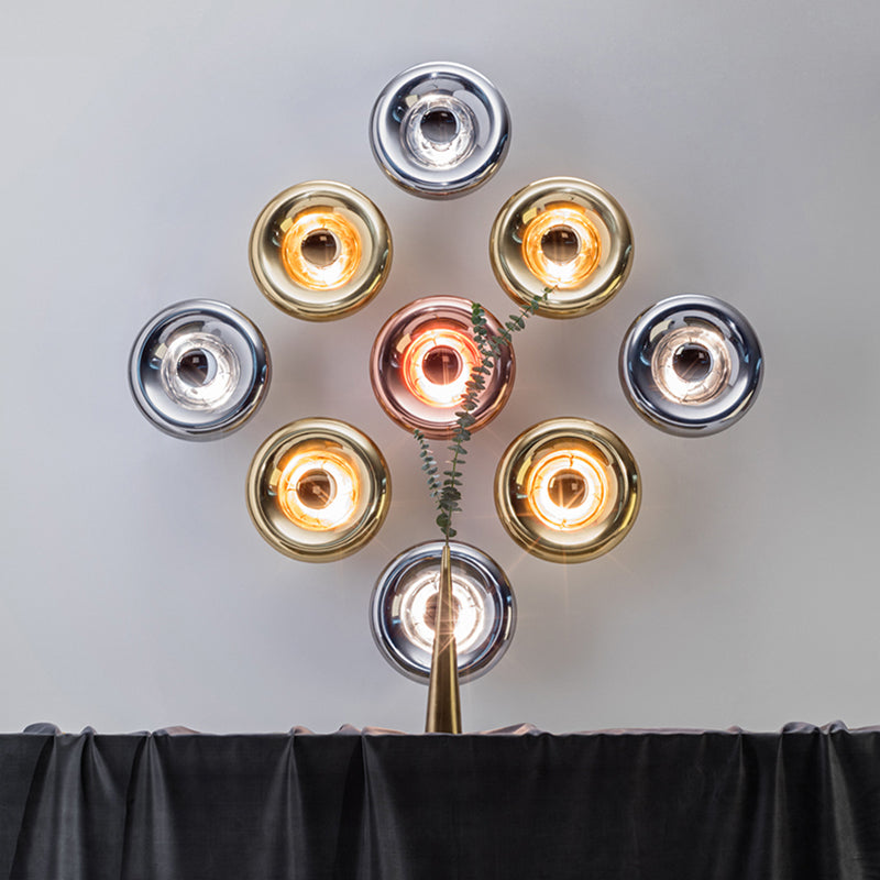 Circle Mouth-Blown Glass Wall Lamps 1-Light Contemporary Style Wall Mount Lamp