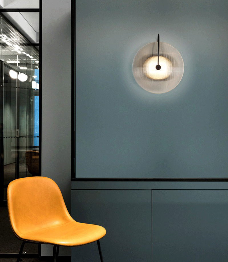 Hedendaagse 1-licht wandkandelcirkelcirkel Glazen wand gemonteerd licht voor woonkamer