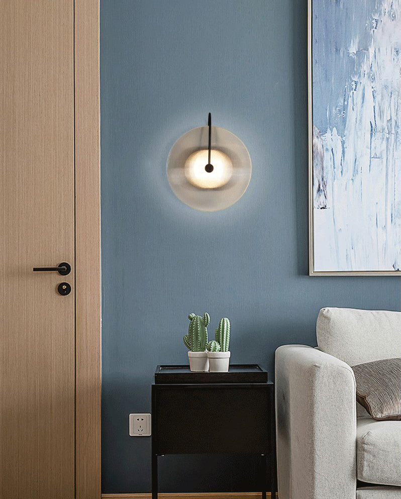 Hedendaagse 1-licht wandkandelcirkelcirkel Glazen wand gemonteerd licht voor woonkamer