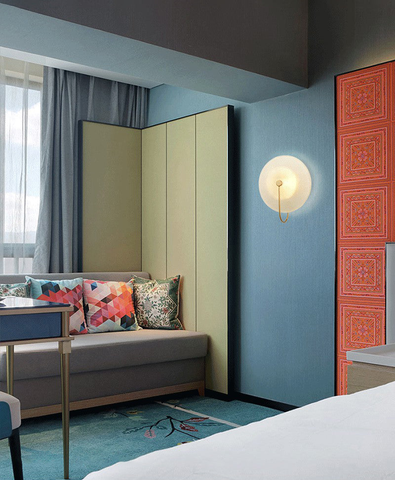 Hedendaagse 1-licht wandkandelcirkelcirkel Glazen wand gemonteerd licht voor woonkamer