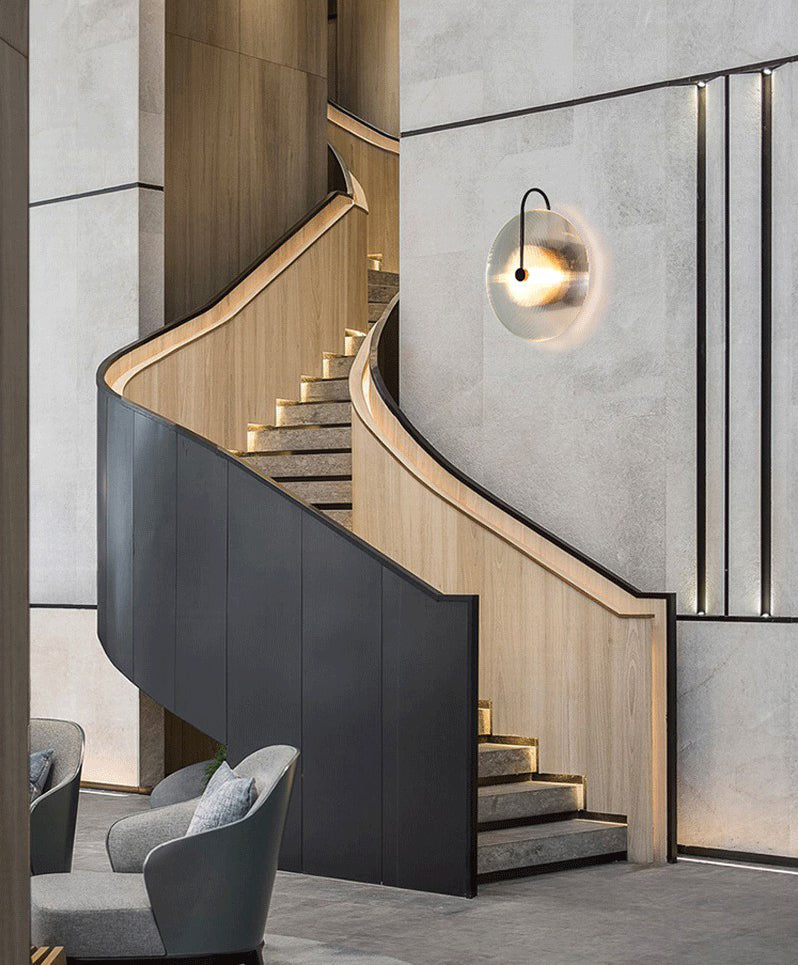 Hedendaagse 1-licht wandkandelcirkelcirkel Glazen wand gemonteerd licht voor woonkamer