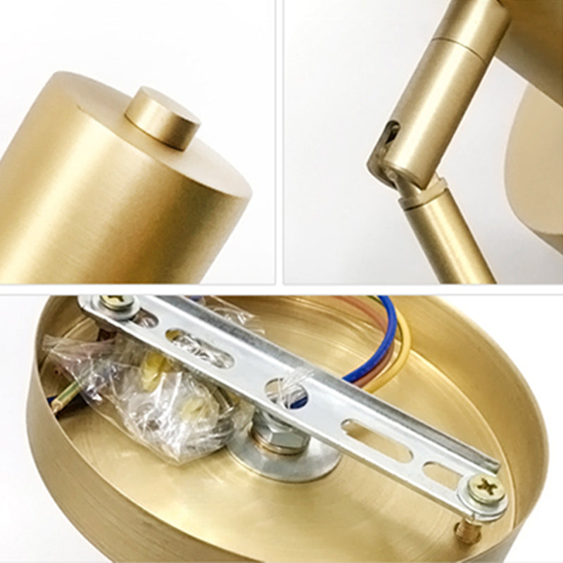 Nordic Luxury Style Cylinderical Wall Mounted Light Fixture Copper 1 Light Sconces