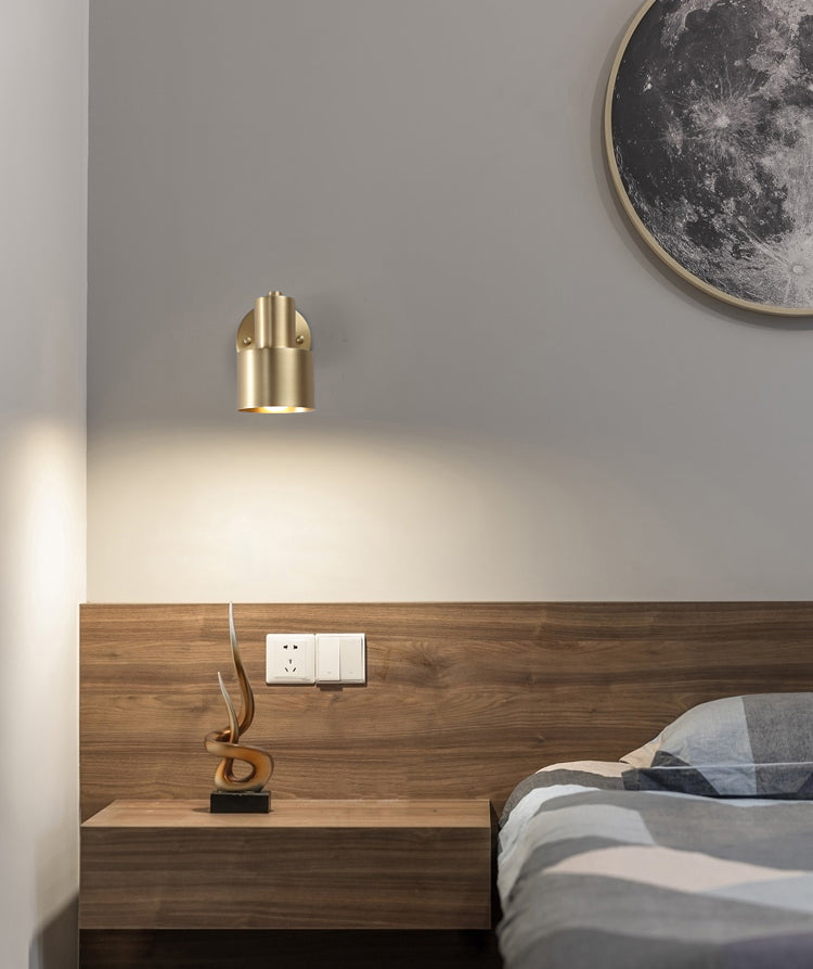 Nordic Luxury Style Cylinderical Wall Mounted Light Fixture Copper 1 Light Sconces
