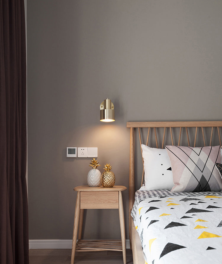 Nordic Luxury Style Cylinderical Wall Mounted Light Fixture Copper 1 Light Sconces