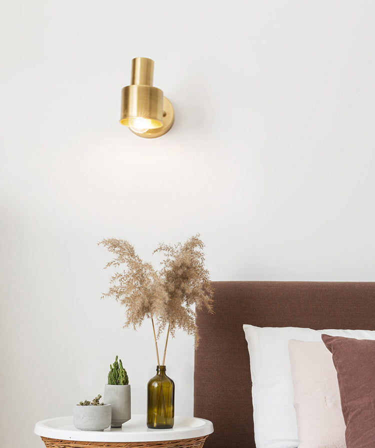 Nordic Luxury Style Cylinderical Wall Mounted Light Fixture Copper 1 Light Sconces