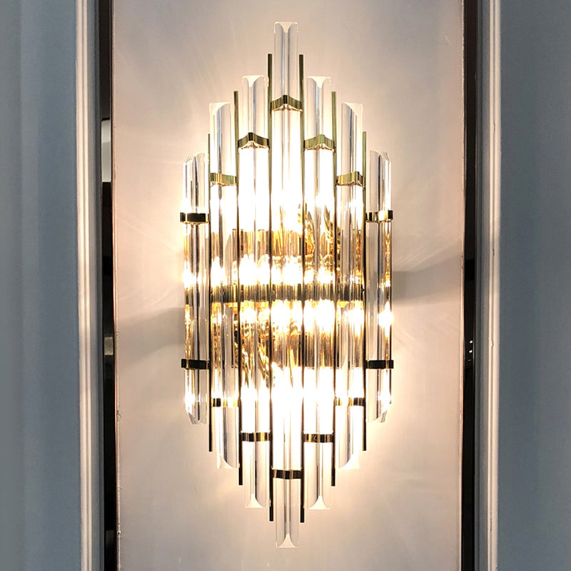 Geometric Gold Wall Lamp in Modern Creative Style Wrought Iron Wall Sconce with Crystal Shade