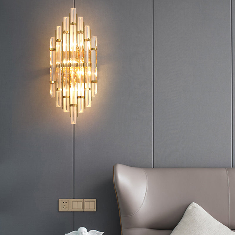 Geometric Gold Wall Lamp in Modern Creative Style Wrought Iron Wall Sconce with Crystal Shade