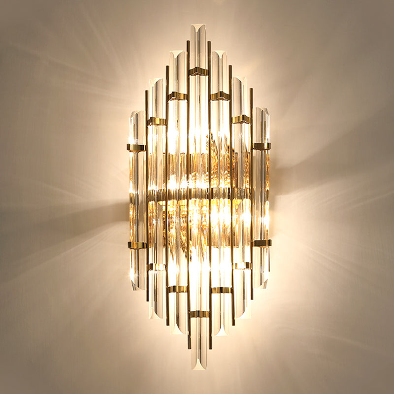 Geometric Gold Wall Lamp in Modern Creative Style Wrought Iron Wall Sconce with Crystal Shade