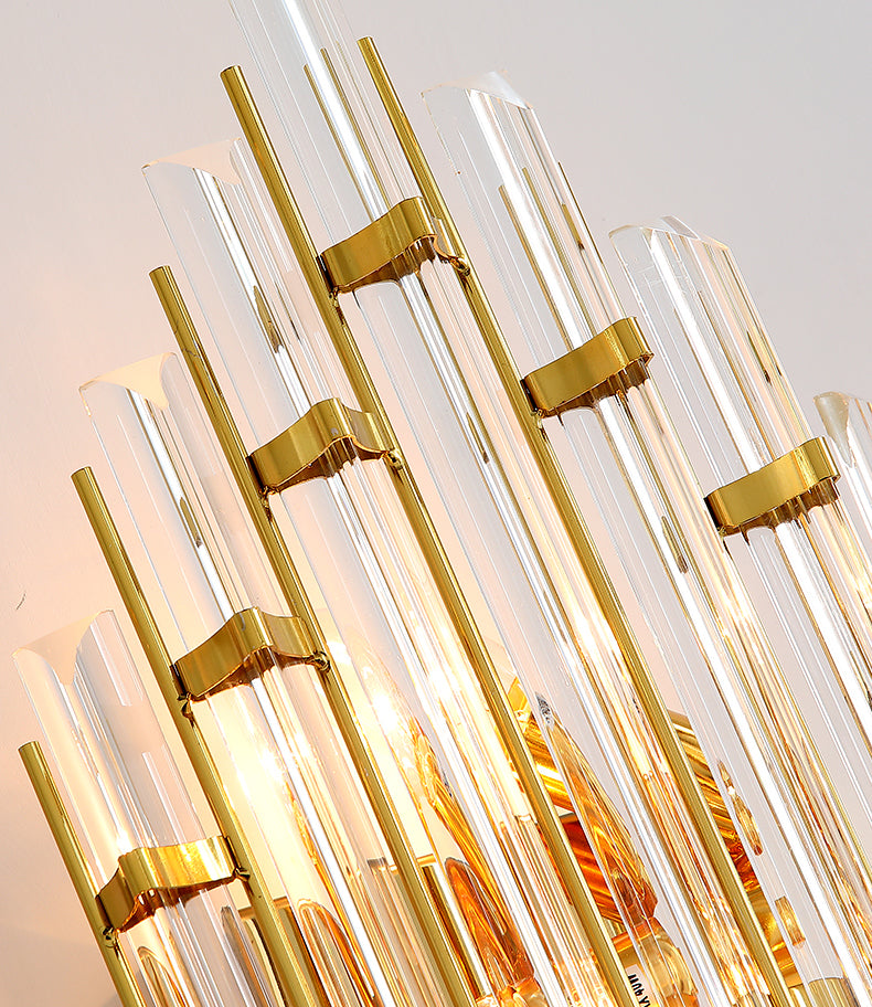 Geometric Gold Wall Lamp in Modern Creative Style Wrought Iron Wall Sconce with Crystal Shade