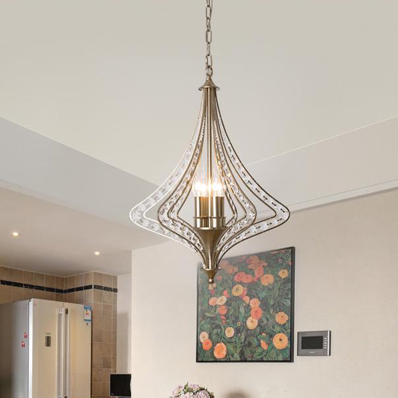 Laser Cut Ceiling Chandelier Contemporary Crystal 5 Heads Pendant Light Kit in Satin Nickel