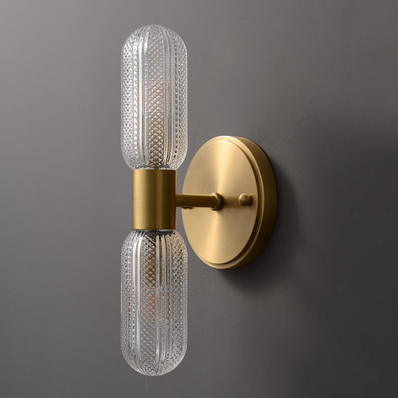 Gold Glass Wall Lamp in Modern Creative Style Copper Cylindrical Wall Sconce for Interior Spaces