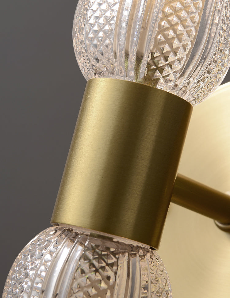 Gold Glass Wall Lamp in Modern Creative Style Copper Cylindrical Wall Sconce for Interior Spaces