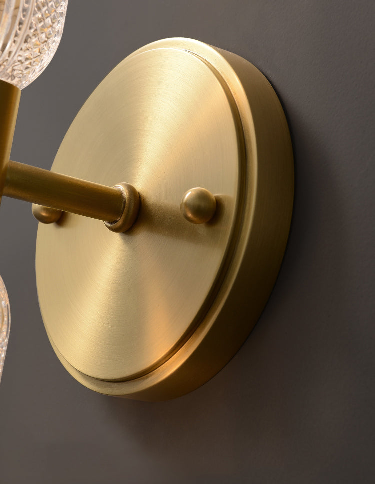 Gold Glass Wall Lamp in Modern Creative Style Copper Cylindrical Wall Sconce for Interior Spaces