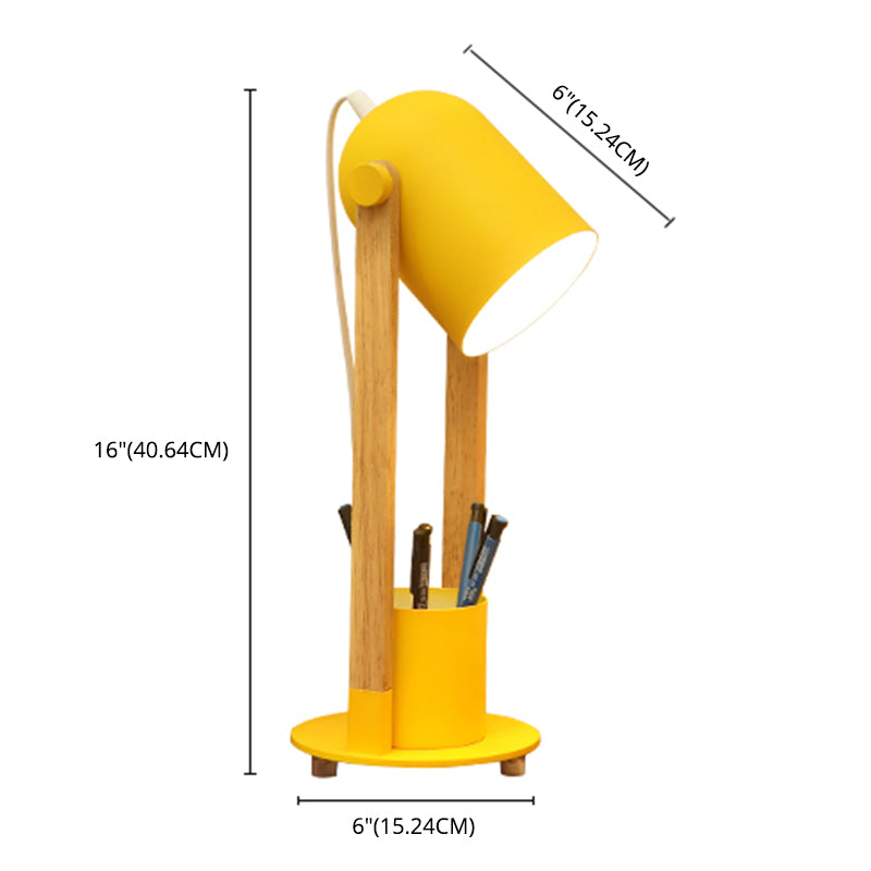 Einstellbare Kuppeltisch-Leuchte-Makkaron-Metall-1-Licht-Holzstudienlampe mit Stifthalter