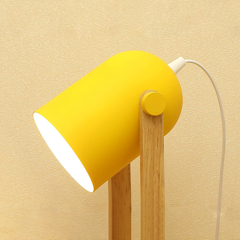 Einstellbare Kuppeltisch-Leuchte-Makkaron-Metall-1-Licht-Holzstudienlampe mit Stifthalter