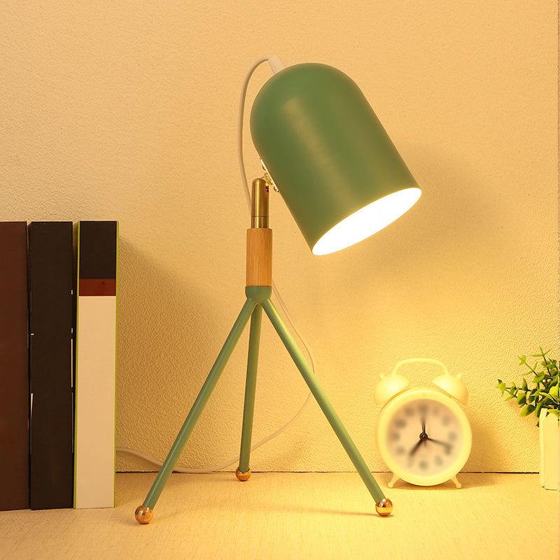 Macaron Tripod Table Light Metallic 1 Bulb Dorm Room Reading Book Lamp with Dome Shade