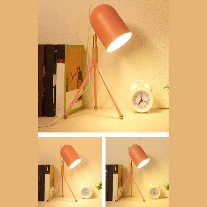 Macaron Tripod Table Light Metallic 1 Bulb Dorm Room Reading Book Lamp with Dome Shade