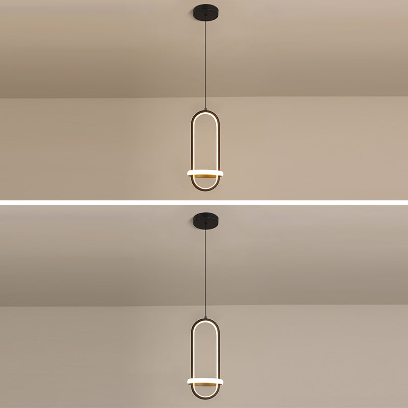 Aluminium LED Hanging Light dans un style concis moderne en fer forgé, une lumière suspendue géométrique avec une teinte en silicone