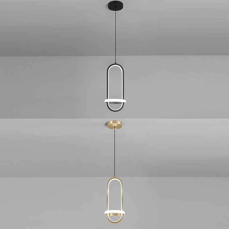 Aluminium LED Hanging Light dans un style concis moderne en fer forgé, une lumière suspendue géométrique avec une teinte en silicone