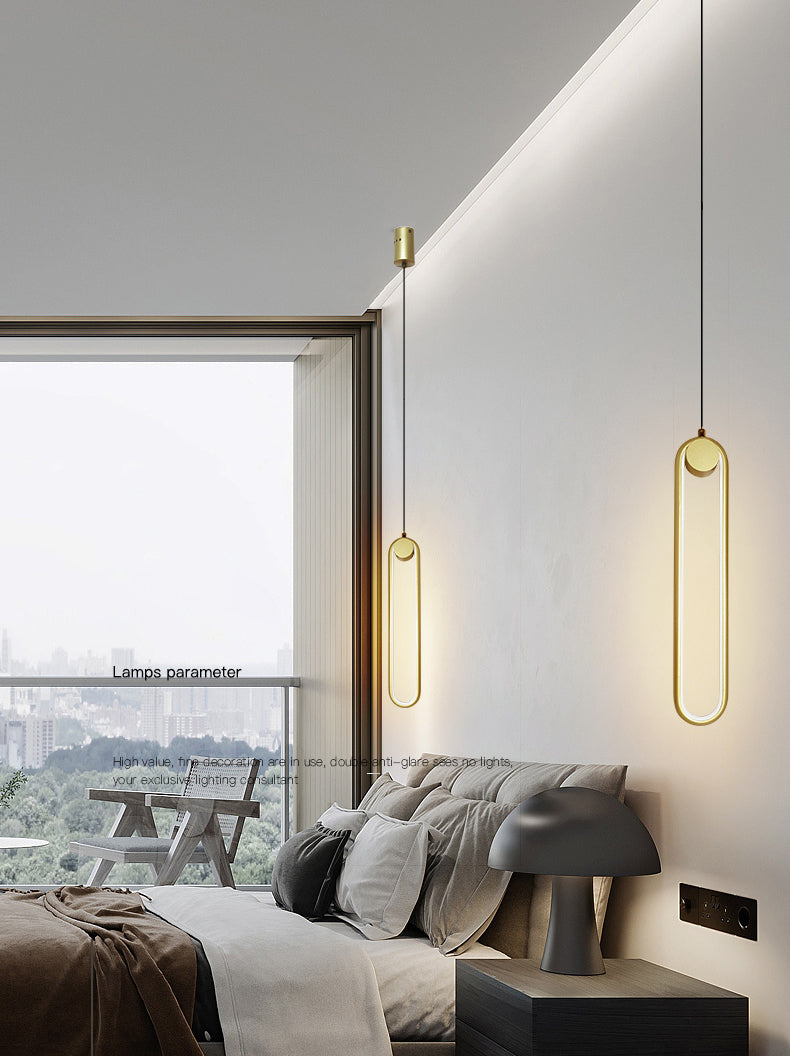 Acrylic Oblong LED Pendant Light in Modern Simplicity Aluminium Hanging Light for Interior Spaces