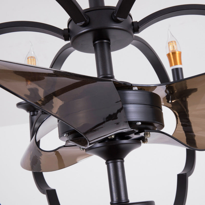 Exposed Bulb Suspension Light Traditional Style Metal 6 Lights Dining Room Chandelier Lighting in Black