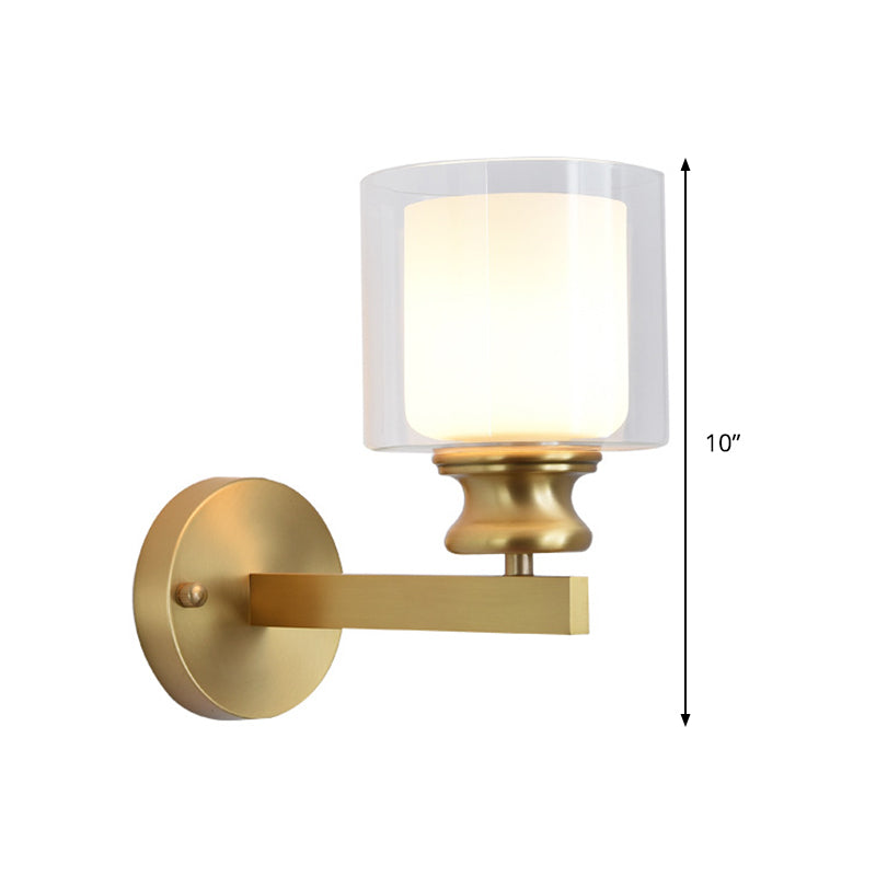 Armed Sconce Contemporary Metal 1 Bulb Brass Wall Mounted Light Fixture for Living Room
