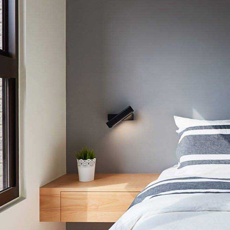 Luz de pared LED rectangular de hierro forjado en una moderna lámpara de pared giratoria de madera de estilo conciso con sombra acrílica
