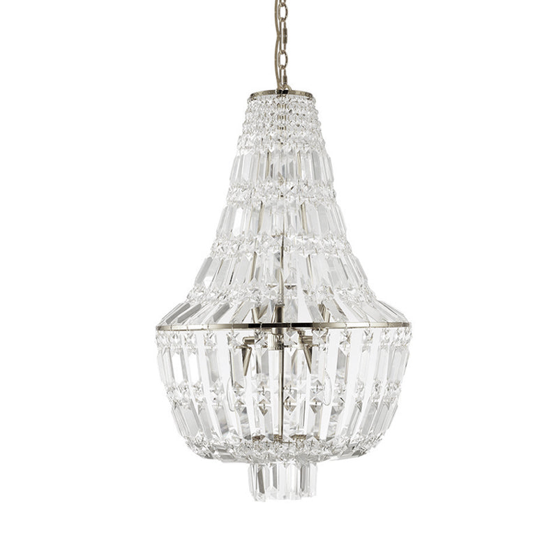 Jar Empire Chandelier Modernist Crystal 4 Heads Gold/Silver Ceiling Pendant Light for Bedroom