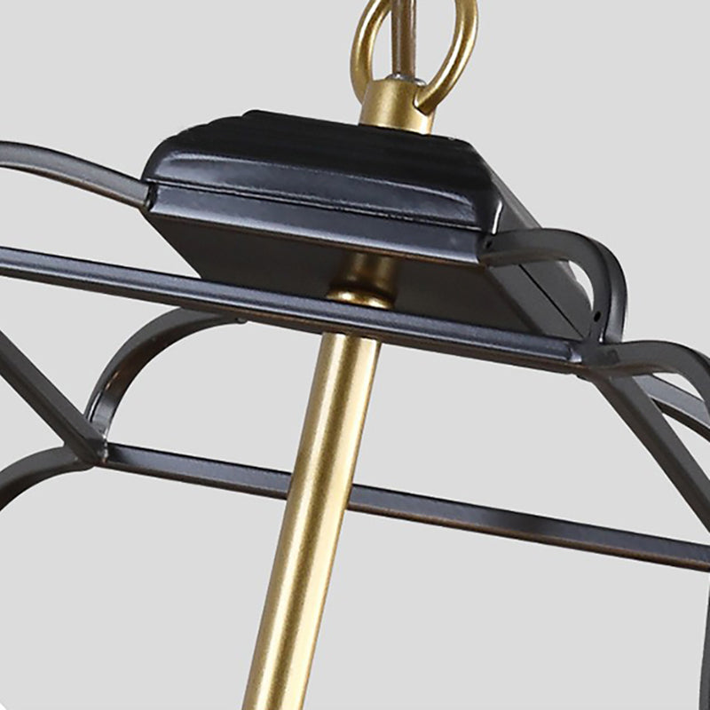 Metal Cage Shade Hanging Pendant Light Traditional Style 3/4 Heads Chandelier Lighting in Gold Finish