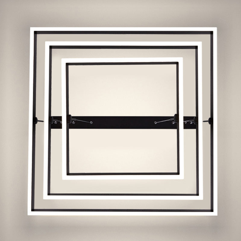 Luce a sospensione nera metallica quadrata al soffitto a led contemporanea per soggiorno