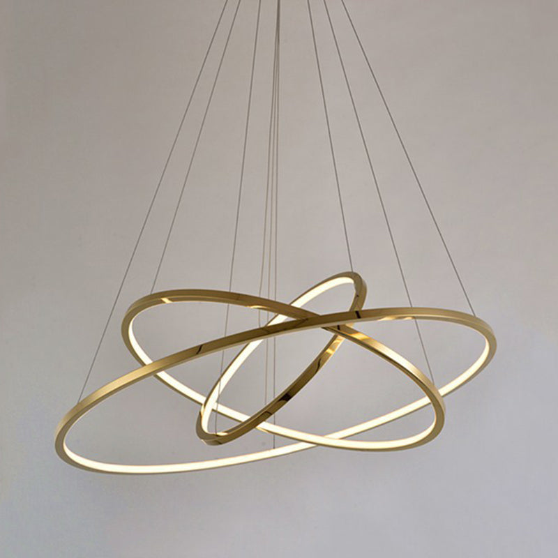 Multi-Layer Living Room Pendant Chandelier Metal LED Modern Hanging Light Kit in Gold