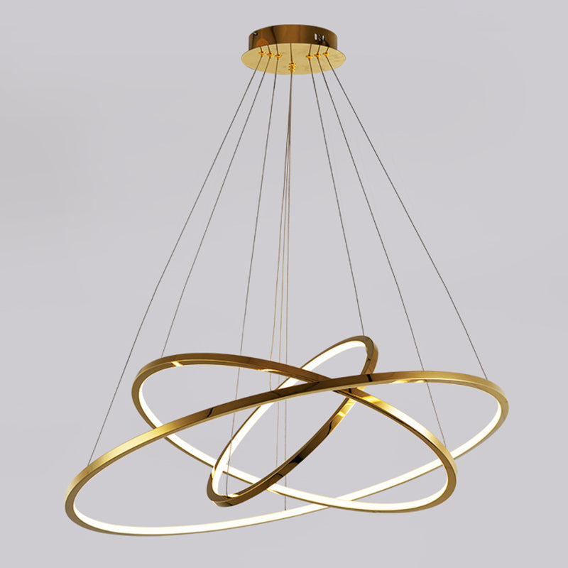 Multi-Layer Living Room Pendant Chandelier Metal LED Modern Hanging Light Kit in Gold