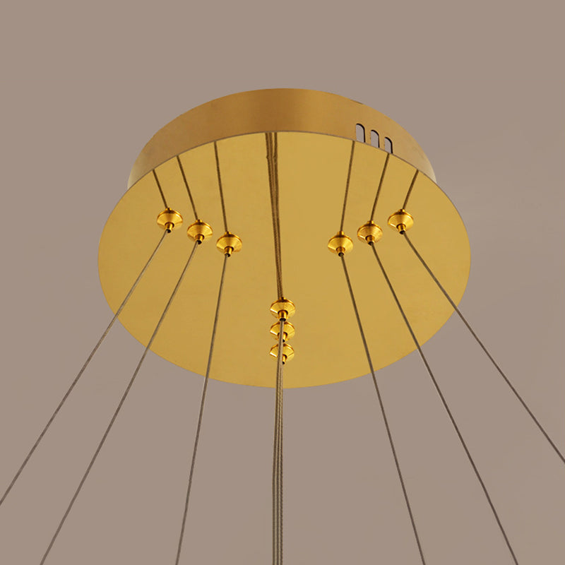 Multi-Layer Living Room Pendant Chandelier Metal LED Modern Hanging Light Kit in Gold